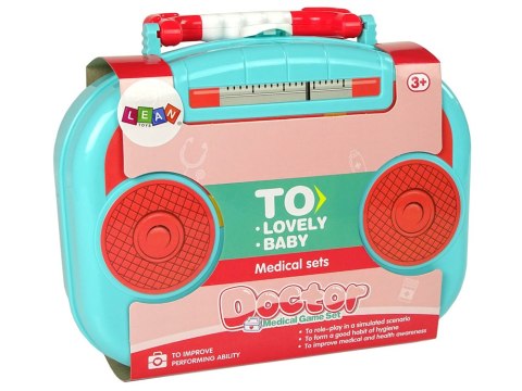 Zestaw Małego Lekarza Walizka Turkusowy Stetoskop Nożyczki LEAN Toys