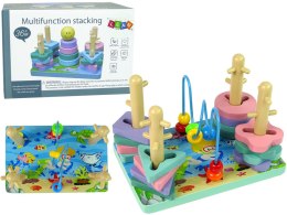 Drewniane Klocki Sorter Morski Świat Koraliki Edukacyjne LEAN Toys