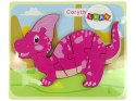Drewniane Puzzle Dinozaur Corythosaurus Różowy Spinosaurus Fioletowy LEAN Toys Drewniane Puzzle Dinozaur Corythosaurus Różowy Spinosaurus Fioletowy LEAN Toys