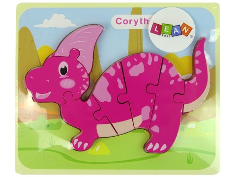 Drewniane Puzzle Dinozaur Corythosaurus Różowy Spinosaurus Fioletowy LEAN Toys Drewniane Puzzle Dinozaur Corythosaurus Różowy Spinosaurus Fioletowy LEAN Toys