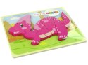 Drewniane Puzzle Dinozaur Corythosaurus Różowy Spinosaurus Fioletowy LEAN Toys Drewniane Puzzle Dinozaur Corythosaurus Różowy Spinosaurus Fioletowy LEAN Toys