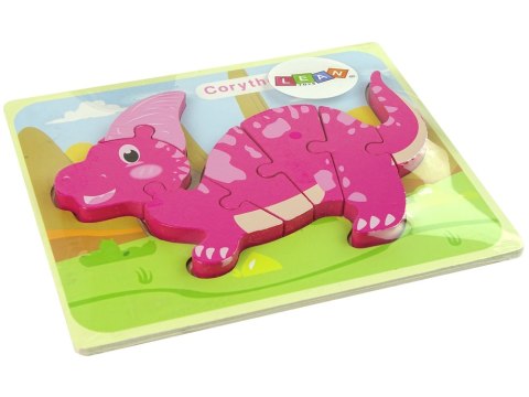 Drewniane Puzzle Dinozaur Corythosaurus Różowy Spinosaurus Fioletowy LEAN Toys Drewniane Puzzle Dinozaur Corythosaurus Różowy Spinosaurus Fioletowy LEAN Toys