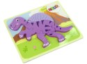 Drewniane Puzzle Dinozaur Corythosaurus Różowy Spinosaurus Fioletowy LEAN Toys Drewniane Puzzle Dinozaur Corythosaurus Różowy Spinosaurus Fioletowy LEAN Toys