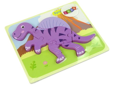 Drewniane Puzzle Dinozaur Corythosaurus Różowy Spinosaurus Fioletowy LEAN Toys Drewniane Puzzle Dinozaur Corythosaurus Różowy Spinosaurus Fioletowy LEAN Toys