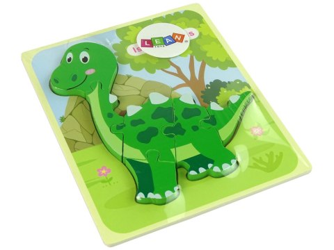 Drewniane Puzzle Dinozaur Isanosaurus Tyranosaurus Zielony LEAN TOYS Drewniane Puzzle Dinozaur Isanosaurus Tyranosaurus Zielony LEAN TOYS