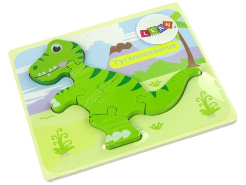 Drewniane Puzzle Dinozaur Isanosaurus Tyranosaurus Zielony LEAN TOYS Drewniane Puzzle Dinozaur Isanosaurus Tyranosaurus Zielony LEAN TOYS