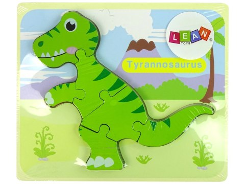 Drewniane Puzzle Dinozaur Isanosaurus Tyranosaurus Zielony LEAN TOYS Drewniane Puzzle Dinozaur Isanosaurus Tyranosaurus Zielony LEAN TOYS