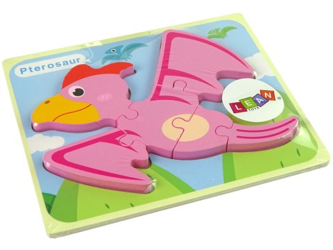Drewniane Puzzle Dinozaur Pterodaktyl Różowy Pliosaurs Niebieski LEAN Toys Drewniane Puzzle Dinozaur Pterodaktyl Różowy Pliosaurs Niebieski LEAN Toys