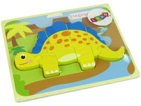 Drewniane Puzzle Dinozaur Stegosaurus Żółty Oviraptor Żółty LEAN Toys Drewniane Puzzle Dinozaur Stegosaurus Żółty Oviraptor Żółty LEAN Toys
