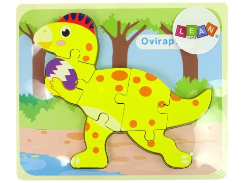 Drewniane Puzzle Dinozaur Stegosaurus Żółty Oviraptor Żółty LEAN Toys Drewniane Puzzle Dinozaur Stegosaurus Żółty Oviraptor Żółty LEAN Toys
