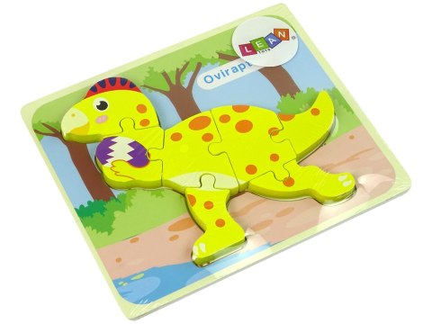 Drewniane Puzzle Dinozaur Stegosaurus Żółty Oviraptor Żółty LEAN Toys Drewniane Puzzle Dinozaur Stegosaurus Żółty Oviraptor Żółty LEAN Toys