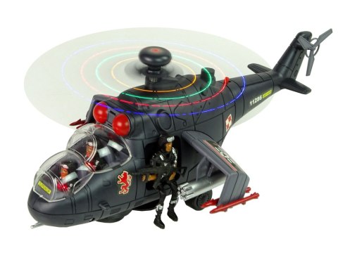 Helikopter Ogromne Skrzydła Światła Czarny Dźwięk Obraca Się LEAN Toys Helikopter Ogromne Skrzydła Światła Czarny Dźwięk Obraca Się LEAN Toys