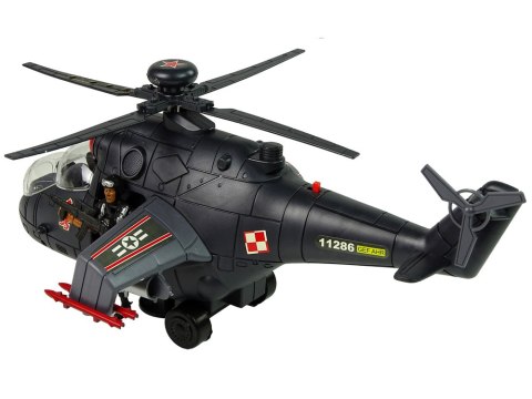 Helikopter Ogromne Skrzydła Światła Czarny Dźwięk Obraca Się LEAN Toys Helikopter Ogromne Skrzydła Światła Czarny Dźwięk Obraca Się LEAN Toys