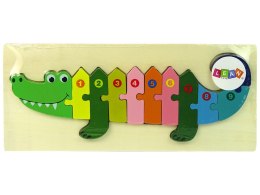 Zestaw Drewnianych Puzzli Krokodyl Liczby LEAN Toys