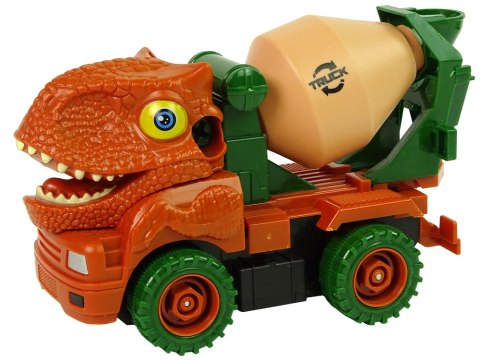 Ciężarówka Betoniarka Dinozaur do Rozkręcania Pomarańczowy Akcesoria LEAN Toys Ciężarówka Betoniarka Dinozaur do Rozkręcania Pomarańczowy Akcesoria LEAN Toys