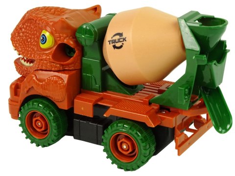 Ciężarówka Betoniarka Dinozaur do Rozkręcania Pomarańczowy Akcesoria LEAN Toys Ciężarówka Betoniarka Dinozaur do Rozkręcania Pomarańczowy Akcesoria LEAN Toys