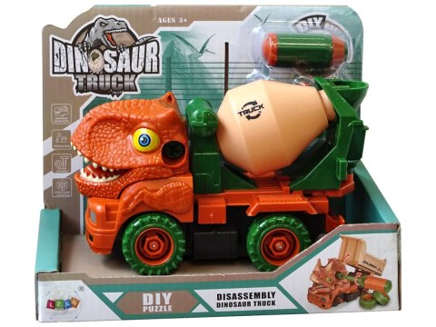 Ciężarówka Betoniarka Dinozaur do Rozkręcania Pomarańczowy Akcesoria LEAN Toys Ciężarówka Betoniarka Dinozaur do Rozkręcania Pomarańczowy Akcesoria LEAN Toys