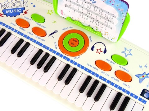 Elektryczne Pianino Keyboard Dla Dzieci Niebieski Nuty USB MP3 LEAN Toys Elektryczne Pianino Keyboard Dla Dzieci Niebieski Nuty USB MP3 LEAN Toys