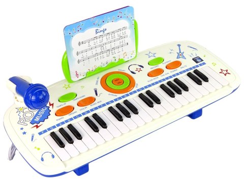 Elektryczne Pianino Keyboard Dla Dzieci Niebieski Nuty USB MP3 LEAN Toys Elektryczne Pianino Keyboard Dla Dzieci Niebieski Nuty USB MP3 LEAN Toys