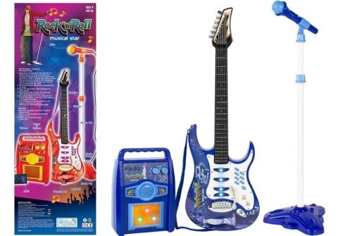 Gitara Elektryczna Struny Mikrofon Wzmacniacz Niebieska LEAN Toys Gitara Elektryczna Struny Mikrofon Wzmacniacz Niebieska LEAN Toys