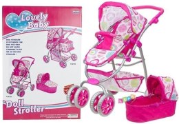 Wózek dla Lalek Głęboki Spacerowy 2w1 Różowy LEAN Toys