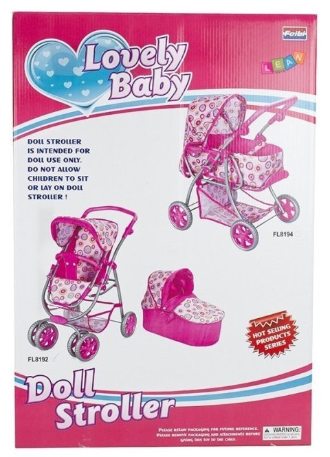 Wózek dla Lalek Głęboki Spacerowy 2w1 Różowy LEAN Toys Wózek dla Lalek Głęboki Spacerowy 2w1 Różowy LEAN Toys