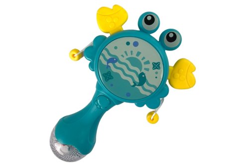 Bębenek Grzechotka Krab Dla Dzieci Światełka Melodie Niebieski LEAN Toys Bębenek Grzechotka Krab Dla Dzieci Światełka Melodie Niebieski LEAN Toys