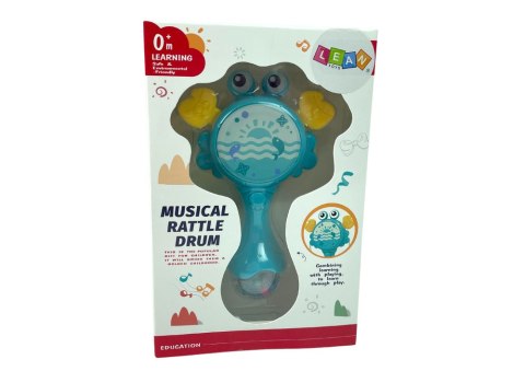 Bębenek Grzechotka Krab Dla Dzieci Światełka Melodie Niebieski LEAN Toys Bębenek Grzechotka Krab Dla Dzieci Światełka Melodie Niebieski LEAN Toys