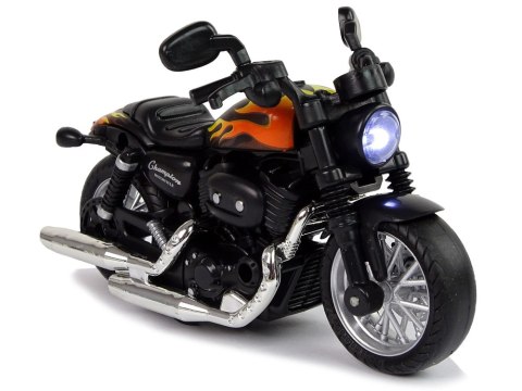 Motocykl Champion Czarny 1:14 Napęd Pull-Back Dźwięk Światła LEAN Toys Motocykl Champion Czarny 1:14 Napęd Pull-Back Dźwięk Światła LEAN Toys