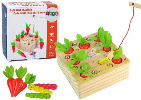 Drewniana Gra Marchewki Dżdżownica Magnes Wędka LEAN Toys