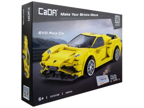 Klocki Konstrukcyjne Auto Sportowe EVO Race Car Żółte R/C 289 Elementów CADA CaDA Klocki Konstrukcyjne Auto Sportowe EVO Race Car Żółte R/C 289 Elementów CADA CaDA