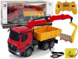 Ogromny Mercedes Arocs Dźwig HDS R/C Auto + Pilot R/C USB Zdalnie sterowany Double E
