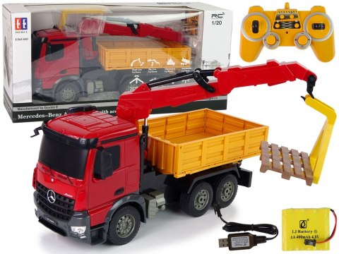 Ogromny Mercedes Arocs Dźwig HDS R/C Auto + Pilot R/C USB Zdalnie sterowany Double E Ogromny Mercedes Arocs Dźwig HDS R/C Auto + Pilot R/C USB Zdalnie sterowany Double E