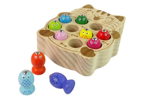 Drewniana Gra Zręcznościowa Łowienie Rybek 2 Wędki Kotek LEAN Toys Drewniana Gra Zręcznościowa Łowienie Rybek 2 Wędki Kotek LEAN Toys