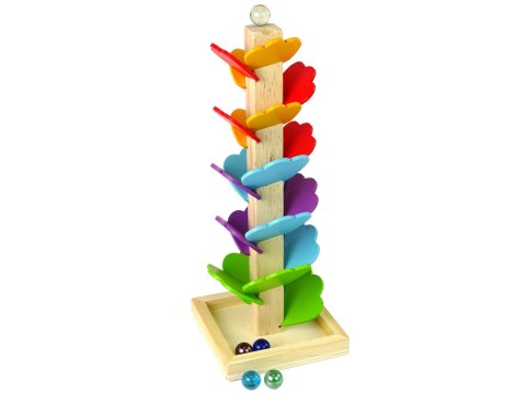 Drewniane Drzewko Tor Kulkowy Zjeżdżalnia Piłeczek Liście LEAN Toys Drewniane Drzewko Tor Kulkowy Zjeżdżalnia Piłeczek Liście LEAN Toys