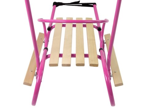 Sanki Metalowe z Pchaczem Oparcie Pasek Różowe LEAN Toys Sanki Metalowe z Pchaczem Oparcie Pasek Różowe LEAN Toys