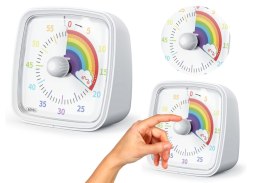 Minutnik Z Alarmem i Światłem Biały Pokrętło Tęczowe LEAN