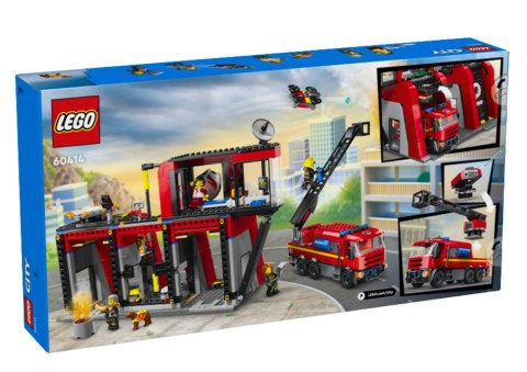 Klocki LEGO CITY Remiza Strażacka Z Wozem Strażackim 843 Elementy 60414 LEGO Klocki LEGO CITY Remiza Strażacka Z Wozem Strażackim 843 Elementy 60414 LEGO