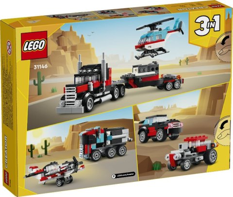 Klocki LEGO CREATOR Ciężarówka Z Platformą I Helikopterem 270 Elementów 31146 LEGO Klocki LEGO CREATOR Ciężarówka Z Platformą I Helikopterem 270 Elementów 31146 LEGO