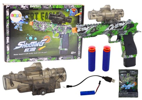 Elektryczny Pistolet Na Kulki Wodne Strzałki 2w1 Zielony LEAN Toys