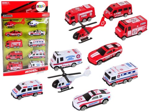 Zestaw Autek Resoraki Pojazdy Straż Pożarna Ambulans LEAN Toys Zestaw Autek Resoraki Pojazdy Straż Pożarna Ambulans LEAN Toys