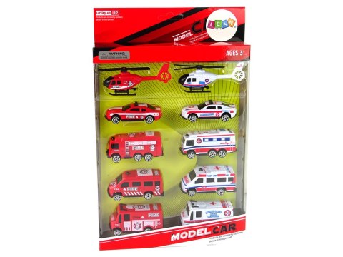 Zestaw Autek Resoraki Pojazdy Straż Pożarna Ambulans LEAN Toys Zestaw Autek Resoraki Pojazdy Straż Pożarna Ambulans LEAN Toys