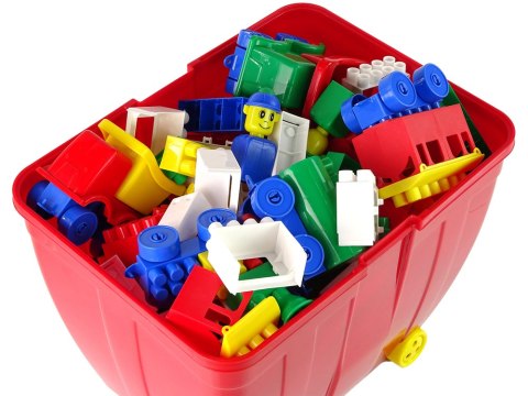 Kuferek Duży z Kolorowymi Klockami K2 280 Elementów Czerwony HEMAR Kuferek Duży z Kolorowymi Klockami K2 280 Elementów Czerwony HEMAR