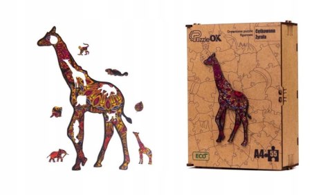 Puzzle Drewniane EKO 55 Cętkowana Żyrafa A4 PuzA4-00733 Marka niezdefiniowana