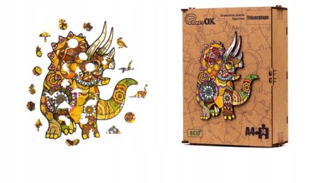 Puzzle Drewniane EKO 74 Triceratops A4 PuzA4-00705 Marka niezdefiniowana