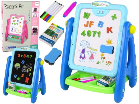 Tablica Edukacyjna 2 w 1 Niebieska Kredy Pisaki LEAN Toys Tablica Edukacyjna 2 w 1 Niebieska Kredy Pisaki LEAN Toys