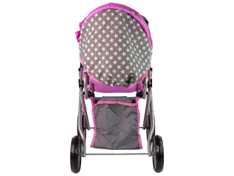 Wózek Dla Lalek Spacerówka 2 w 1 Torba Szaro Różowy Gwiazdki Alice Wózek Dla Lalek Spacerówka 2 w 1 Torba Szaro Różowy Gwiazdki Alice