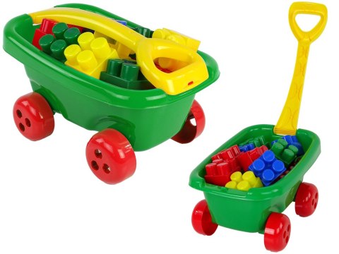 Wózek do ciągnięcia z kolorowymi klockami K3 Zielony HEMAR Wózek do ciągnięcia z kolorowymi klockami K3 Zielony HEMAR