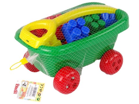 Wózek do ciągnięcia z kolorowymi klockami K3 Zielony HEMAR Wózek do ciągnięcia z kolorowymi klockami K3 Zielony HEMAR