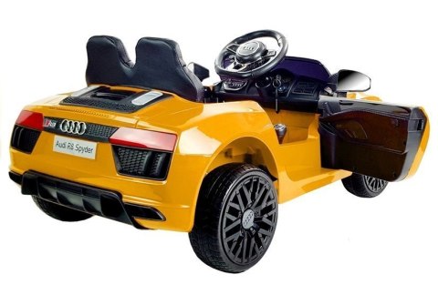 Auto na Akumulator Audi R8 Spyder Żółty Lakierowany LEAN CARS Auto na Akumulator Audi R8 Spyder Żółty Lakierowany LEAN CARS